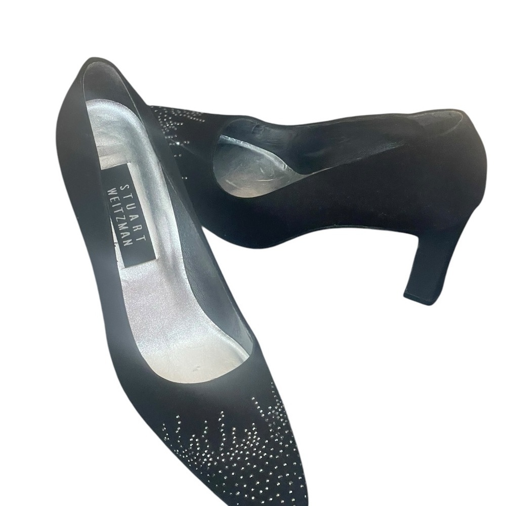 Stuart Weitzman Black Heels with Silver Accents‎ size 9AA